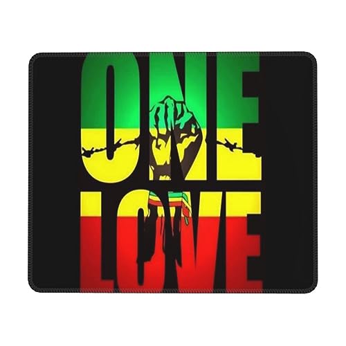 Reggae Music Rasta One Love Mouse Pad, Computer Decoration for Gamers, Suitable for Gaming, Work, Office, Rubber Non-Slip Mouse Pad Burloe