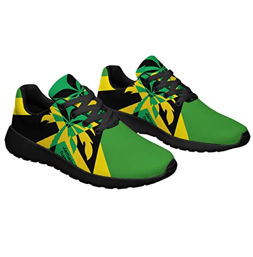 Jamaican Flag Shoes Unisex Adult Running Shoes Breathable Casual Sport Tennis Sneakers Gifts for Women Men Black Size 7 Sonzj-II