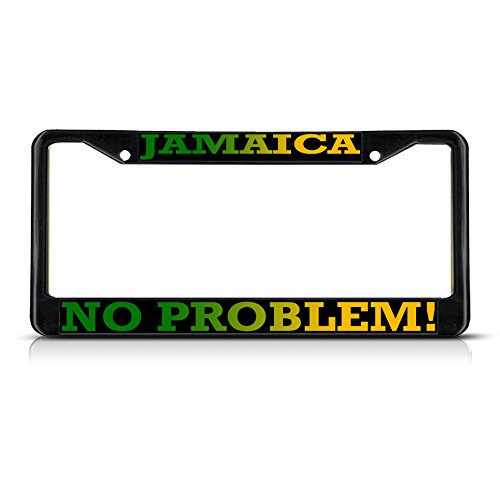 Sign Destination Metal Insert License Plate Frame Jamaica, No Problem! Jamaican Weatherproof Car Accessories Black 2 Holes Solid Insert 1 Frame Sign Destination