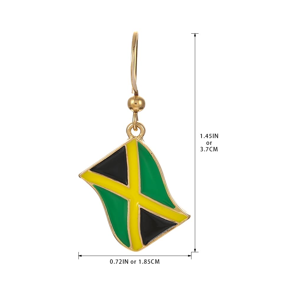 Madison Tyler Dangle Earrings for Women | Jamaica Flag Earrings for Women Girls | Flag Dangling Fish Hook Patriotic Earrings for Olympic Games Madison Tyler