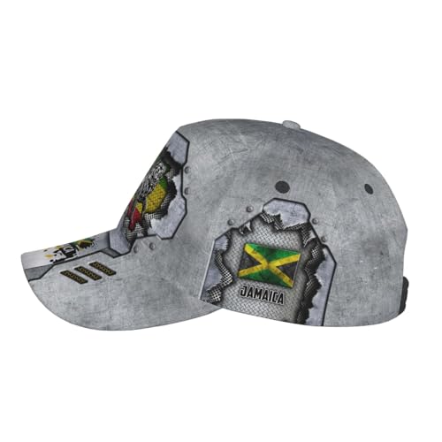 Jamaica Flag Baseball Cap Unisex Novelty Lions Printed Hat Map Badge Baseball Hats Dad Cap Jamaica Hat for Men and Women BJQ