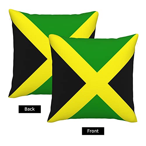 ZGXJJPP Jamaican Flag Throw Pillow Covers Linen Square Pillow Covers for Couch Sofa 18"X18" ZGXJJPP