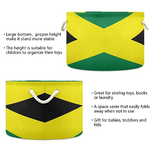 Jamaica Flag Cotton Rope Basket Baby Laundry Basket Toy Storage Bins for Organizing Cindly