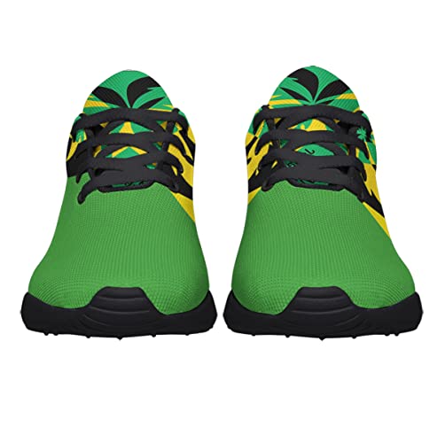 Jamaican Flag Shoes Unisex Adult Running Shoes Breathable Casual Sport Tennis Sneakers Gifts for Women Men Black Size 7 Sonzj-II