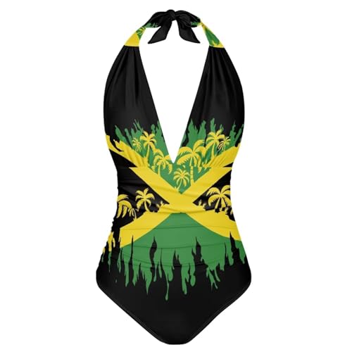 ZWPINITUP Jamaican Palm Women One Piece Swimsuit Lady Tummy Control Bathing Suits, Unique Design Sexy Cross Back S M L XL XXL 3XL ZWPINITUP