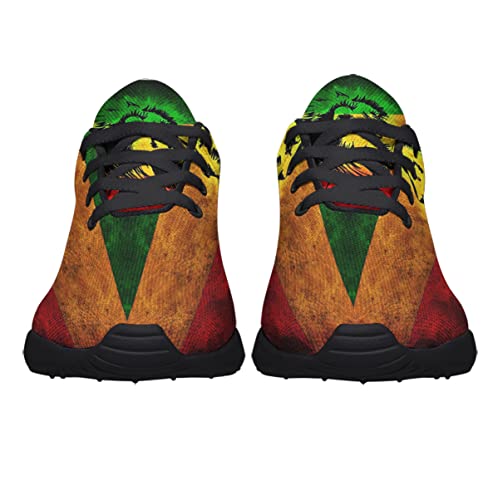 Rastafarian Flag with Lion Shoes Men Women Running Sneakers Breathable Casual Sport Tennis Shoes Gift for Rasta Reggae Fans Black Size 3.5 Sonzj-II