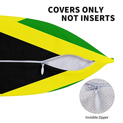 ZGXJJPP Jamaican Flag Throw Pillow Covers Linen Square Pillow Covers for Couch Sofa 18"X18" ZGXJJPP