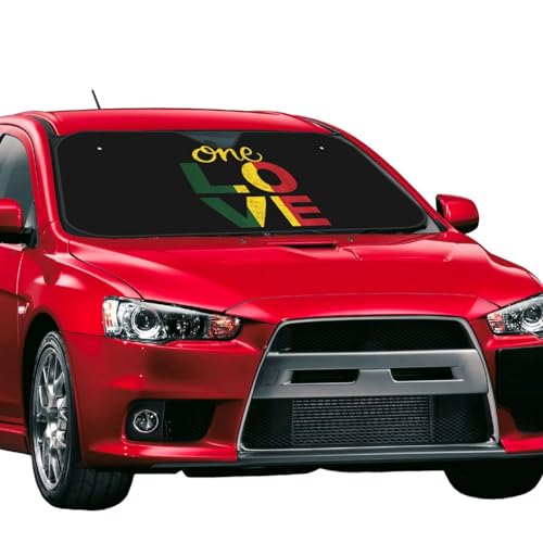 ixygoiv One Love Jamaican Rasta Reggae Car Windshield Sunshades Foldable Car Front Windshield Shade Sun Visor Protector for Cars Trucks Suvs Cars Accessories Medium ixygoiv