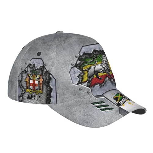 Jamaica Flag Baseball Cap Unisex Novelty Lions Printed Hat Map Badge Baseball Hats Dad Cap Jamaica Hat for Men and Women BJQ