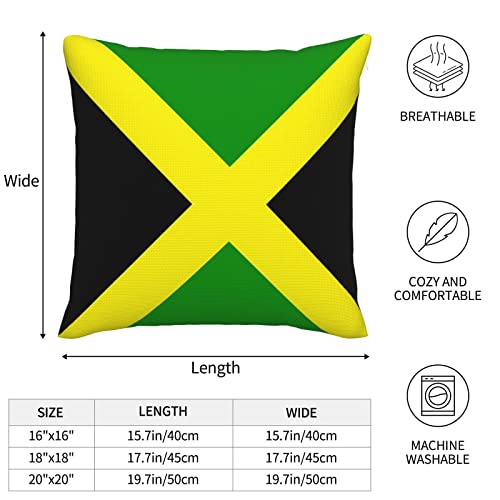 ZGXJJPP Jamaican Flag Throw Pillow Covers Linen Square Pillow Covers for Couch Sofa 18"X18" ZGXJJPP
