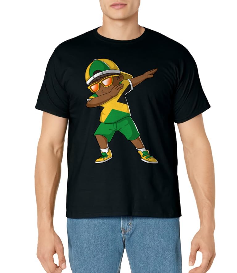 Jamaican Boy Jamaica Kid Patriotism Roots Heritage T-Shirt Jamaica Flag Patriotic Pride Kids Apparel