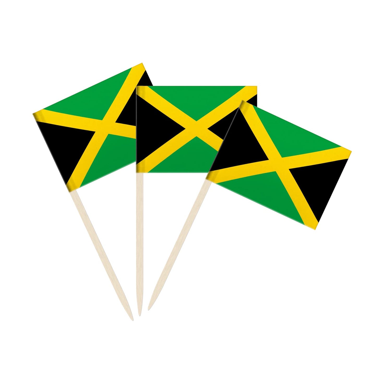 100 Pack Jamaica Flag Jamaican Toothpick Flags, Cocktail Picks Mini Stick Cupcake Toppers Country Picks Party Decoration Celebration Cocktail Food Bar Cake Flags (Jamaica) Newkita