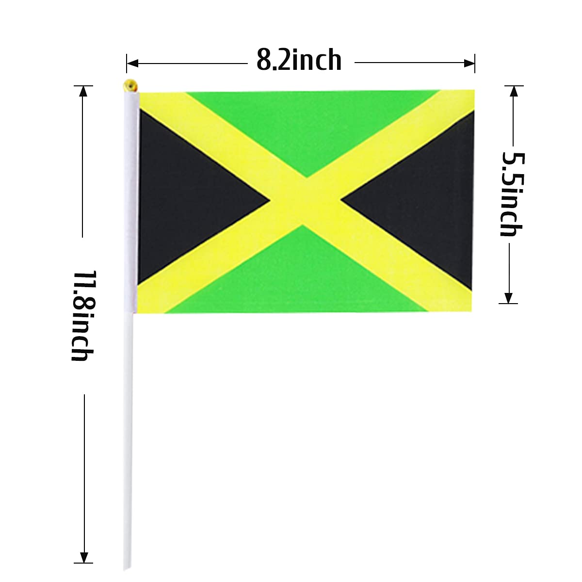 Jamaica Flag Jamaican Small Stick Mini Hand Held Flags Decorations 1 Dozen (12 pack) mflagperft