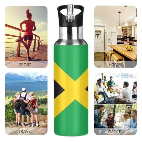 Boccsty Flag Of Jamaica Kids Sports Water Bottle Toddlers Insulated Bottles Men Women Mouth Bottle Thermos Travel Thermal Mug for School Daycare Camp 22oz Boccsty