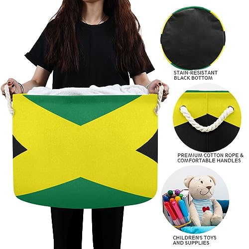 Jamaica Flag Cotton Rope Basket Baby Laundry Basket Toy Storage Bins for Organizing Cindly