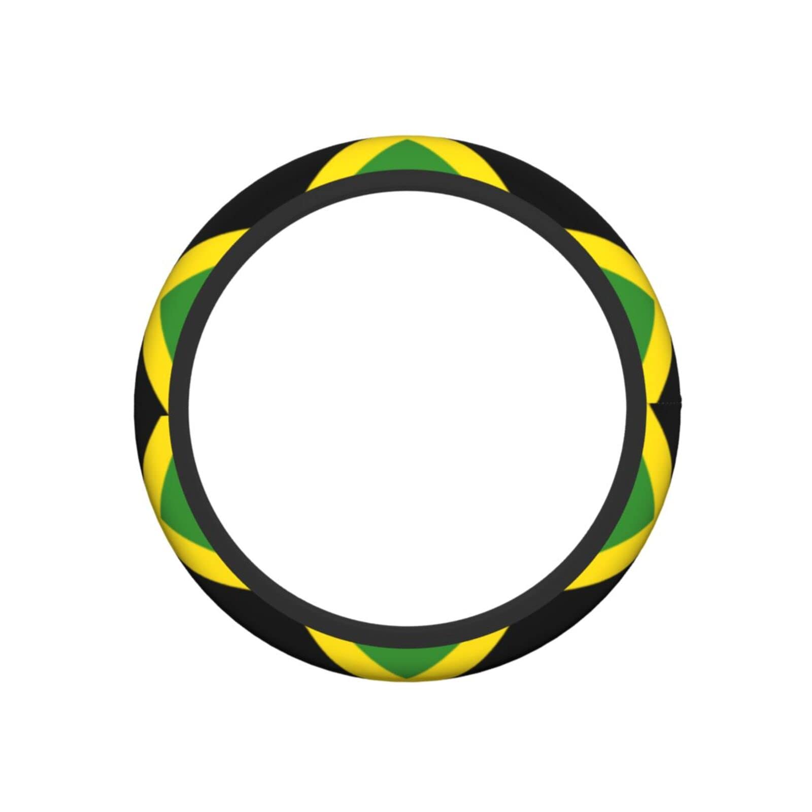 Jamaican Flag Steering Wheel Cover, Non Slip Durable Auto Car Accessories Universal 15 Inch AIMASTZ