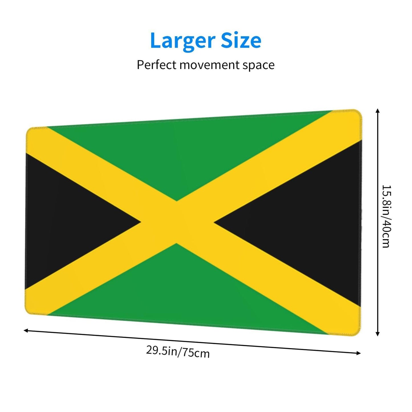 Jamaican Flag Large Gaming Mouse Pad,Keyboard Pad Comfortable Operation (3mm Thick) Suitable for Gamers Office Home (16 X 29.5 Inches) Aulwewd