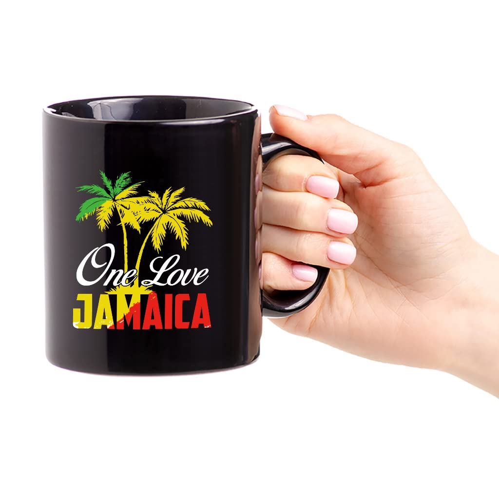 LINDENPAL One Love Jamaica Jamaican Flag 11 Oz Novelty Mug Cup, Gift Idea For Men, Women, Boy, Girl, Coffee Mug For Birthday, Christmas LINDENPAL