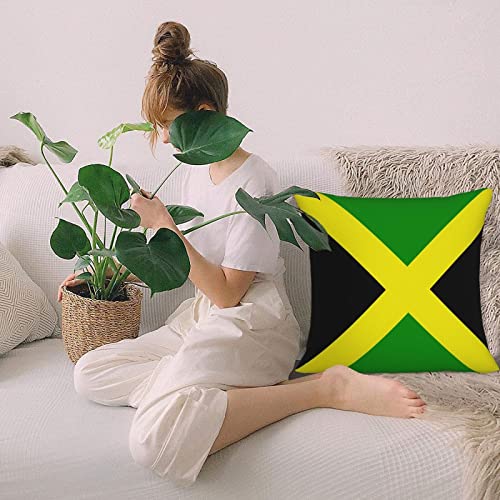 ZGXJJPP Jamaican Flag Throw Pillow Covers Linen Square Pillow Covers for Couch Sofa 18"X18" ZGXJJPP
