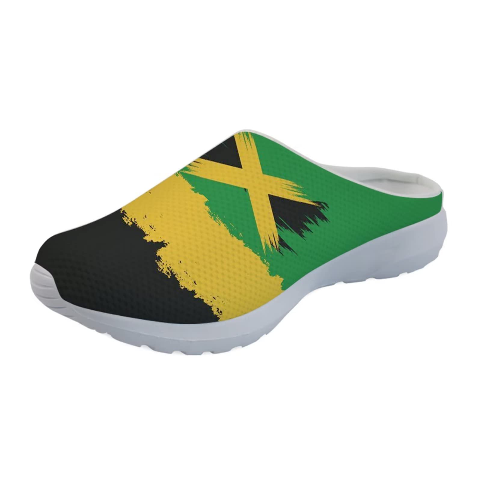 GLENLCWE Jamaican Flag Mens Womens Clogs Patriotic Walking Mules Arch Support Garden Clogs Breathable Causal Slip on Sandals with Arch Support GLENLCWE