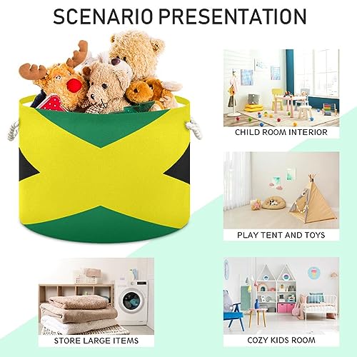 Jamaica Flag Cotton Rope Basket Baby Laundry Basket Toy Storage Bins for Organizing Cindly