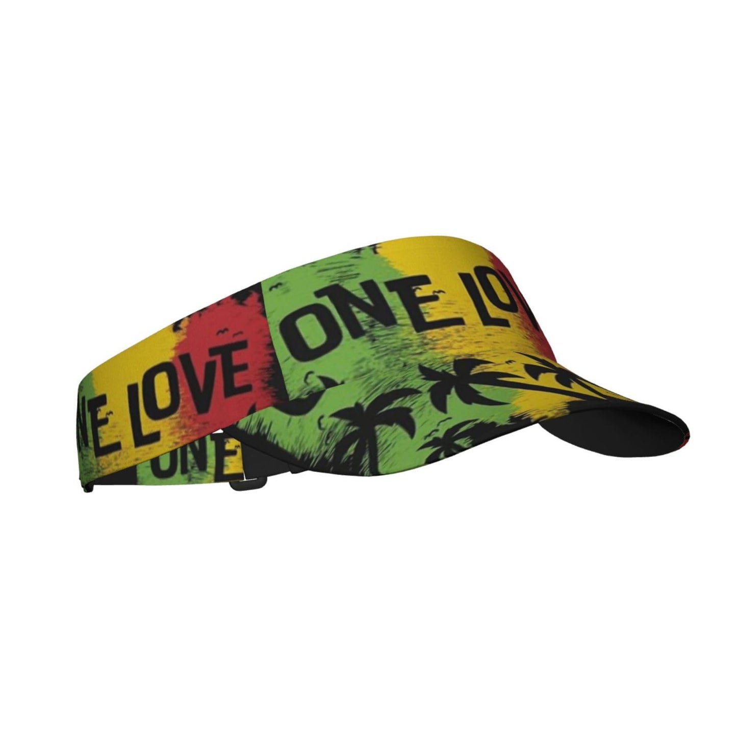 One Love Music Reggae Rasta Sport Sun Visor Adjustable Sun Hat Empty Top Baseball Cap Uv Protection Sun for Men and Women Suyxkop