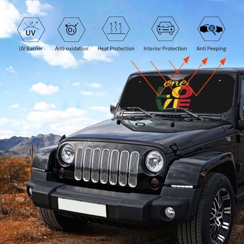 ixygoiv One Love Jamaican Rasta Reggae Car Windshield Sunshades Foldable Car Front Windshield Shade Sun Visor Protector for Cars Trucks Suvs Cars Accessories Medium ixygoiv