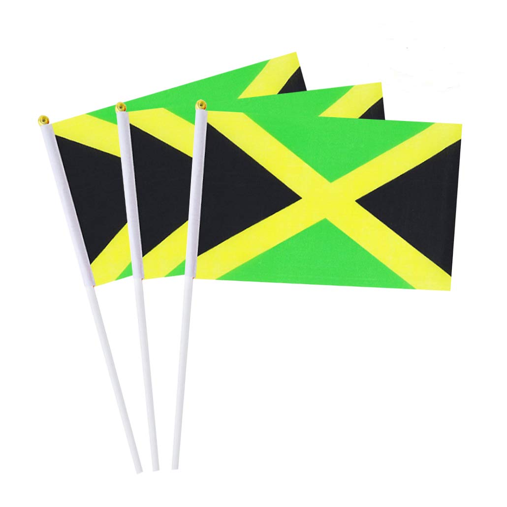 Jamaica Flag Jamaican Small Stick Mini Hand Held Flags Decorations 1 Dozen (12 pack) mflagperft