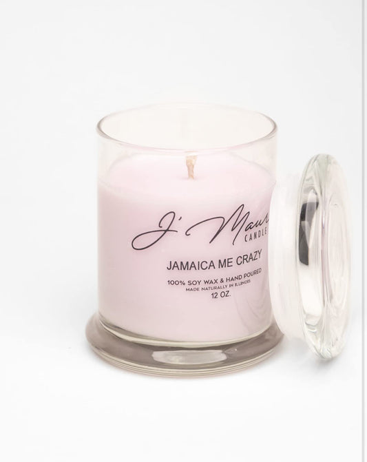 J' Maure Candle Co.100% Soy 12 oz Rock Glass Candles (Jamaica Me Crazy) Soy Wax, Home Fragrance Decor Gift Best Gift for Men and Women Luxury Home Candles Long Lasting Fragrance. Highly Scented J' Maure Candle Co.