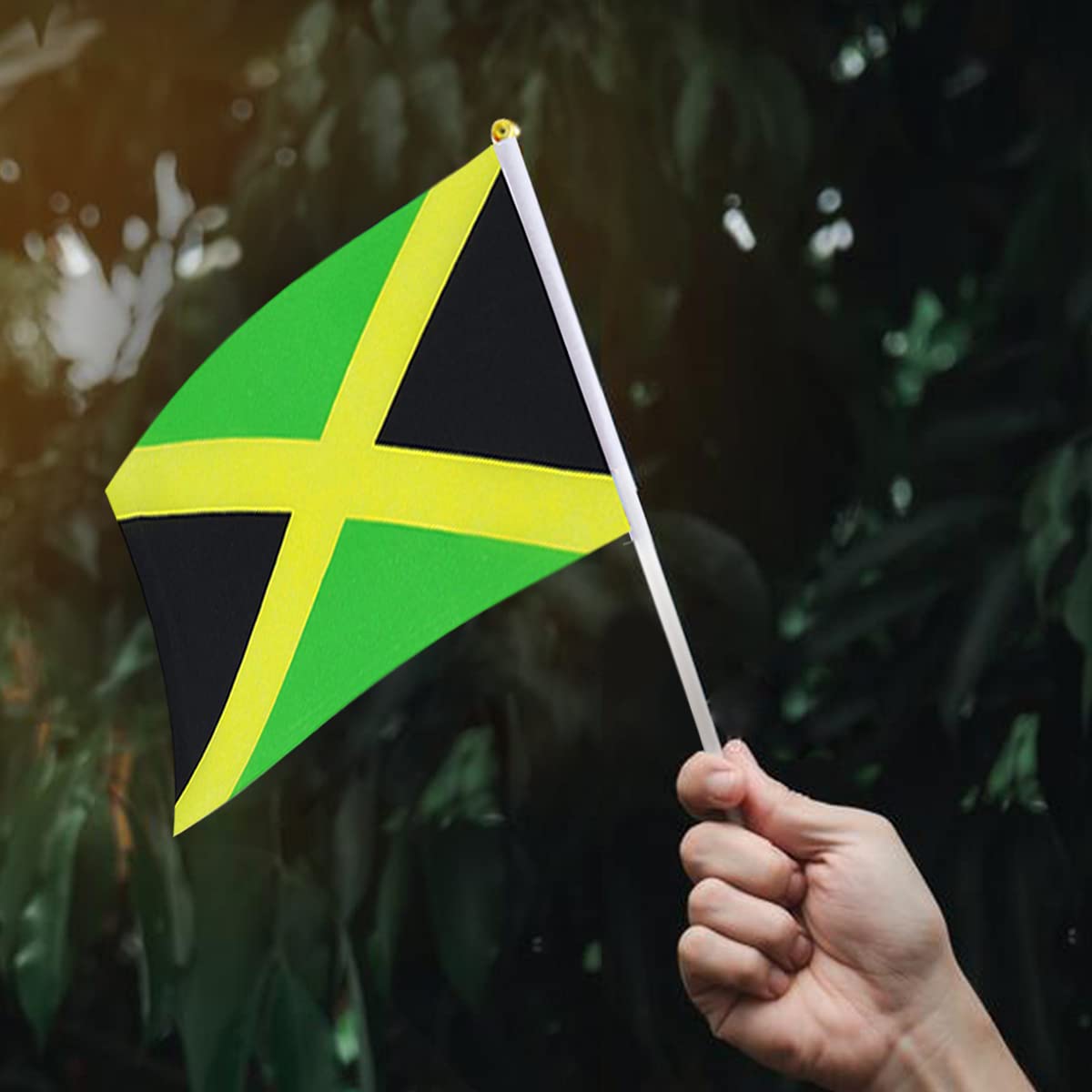 Jamaica Flag Jamaican Small Stick Mini Hand Held Flags Decorations 1 Dozen (12 pack) mflagperft