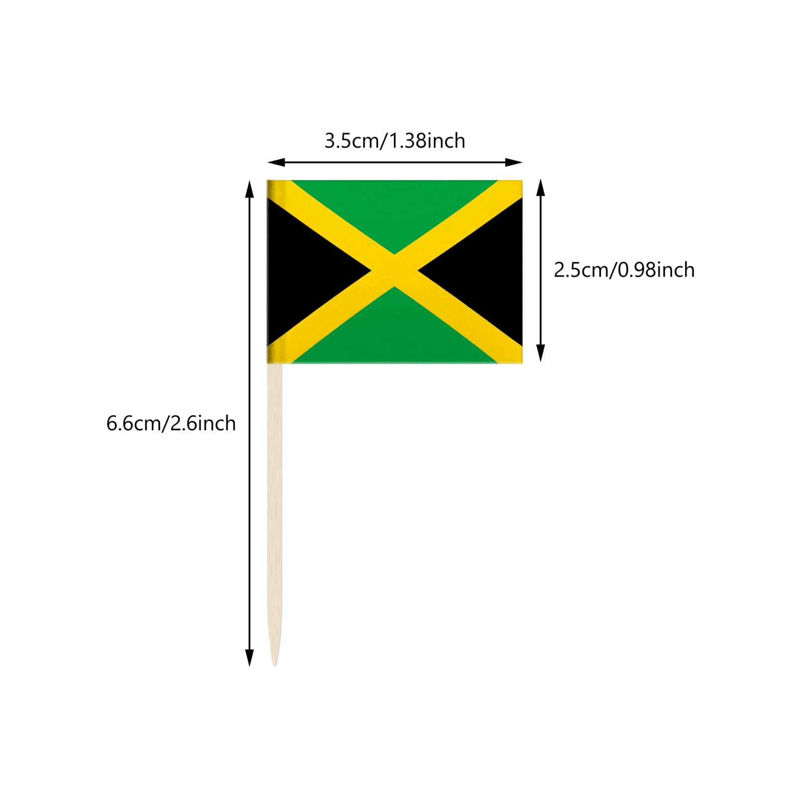 100 Pack Jamaica Flag Jamaican Toothpick Flags, Cocktail Picks Mini Stick Cupcake Toppers Country Picks Party Decoration Celebration Cocktail Food Bar Cake Flags (Jamaica) Newkita