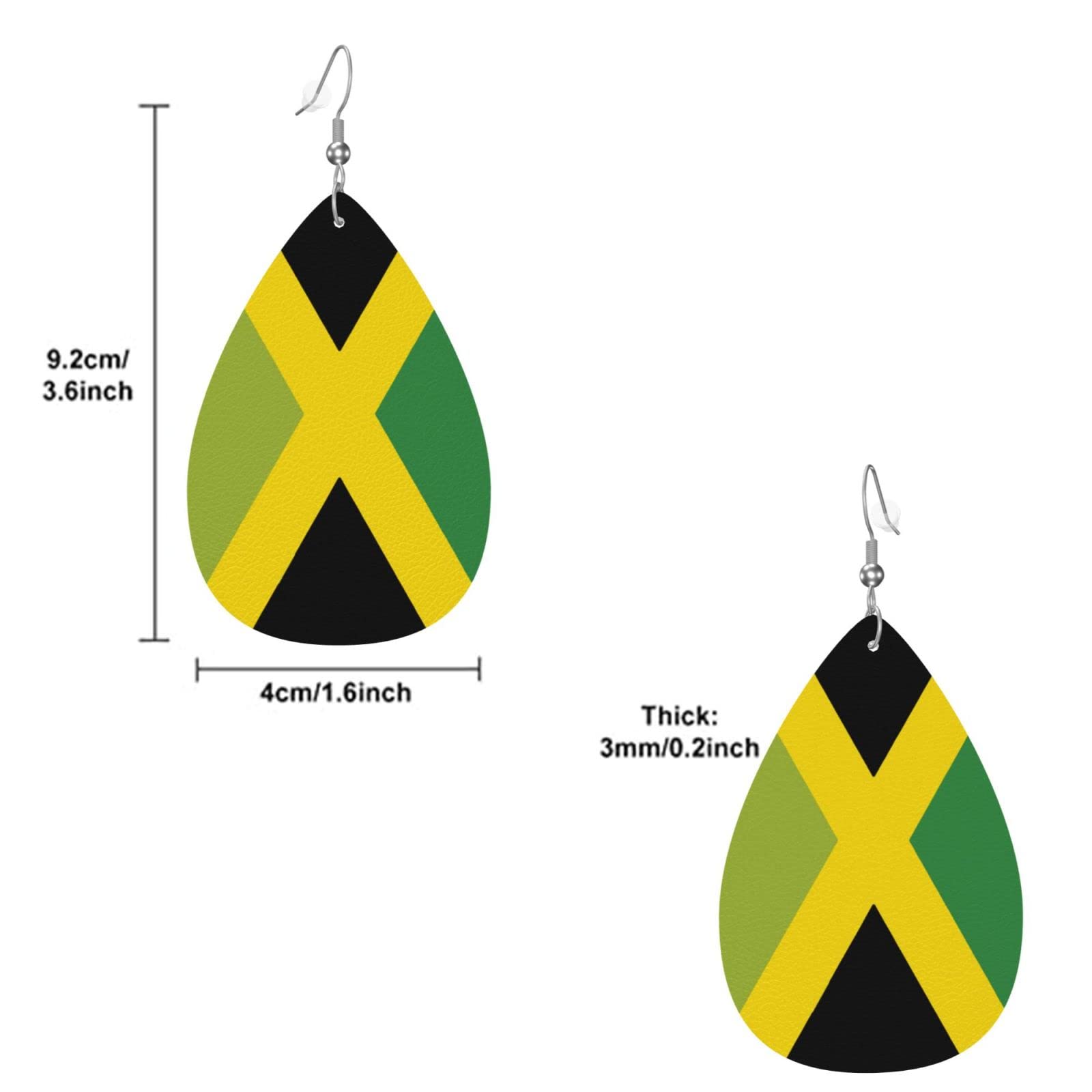 Jamaica Flag Faux Leather Earrings For Women Lightweight Teardrop Dangle Earrings Gift DUIYWFH