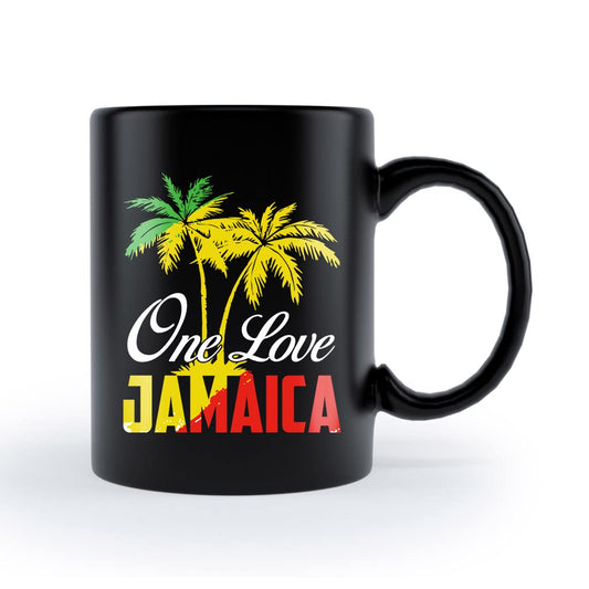 LINDENPAL One Love Jamaica Jamaican Flag 11 Oz Novelty Mug Cup, Gift Idea For Men, Women, Boy, Girl, Coffee Mug For Birthday, Christmas LINDENPAL