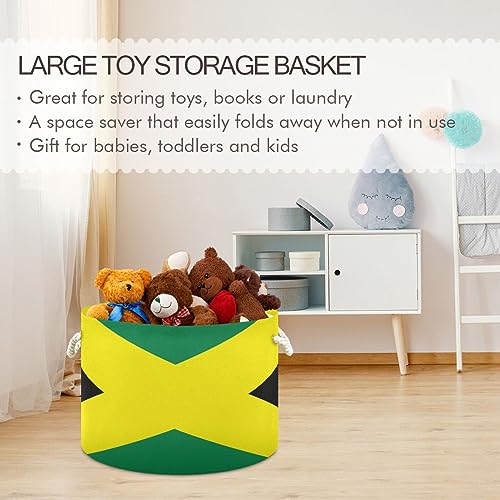 Jamaica Flag Cotton Rope Basket Baby Laundry Basket Toy Storage Bins for Organizing Cindly