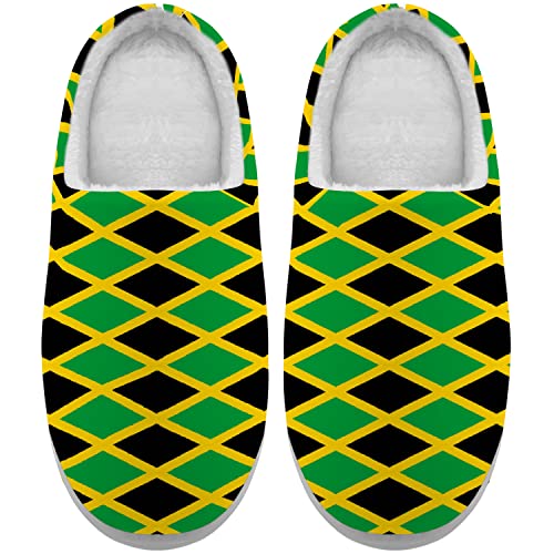 ursant Wome's Men's Jamaica Color Slippers,Soft Memory Foam Plush House Slipper Bedroom Home Shoes Gifts for Jamaican,US Size 10/11 Women,Size 8/9 Men ursant