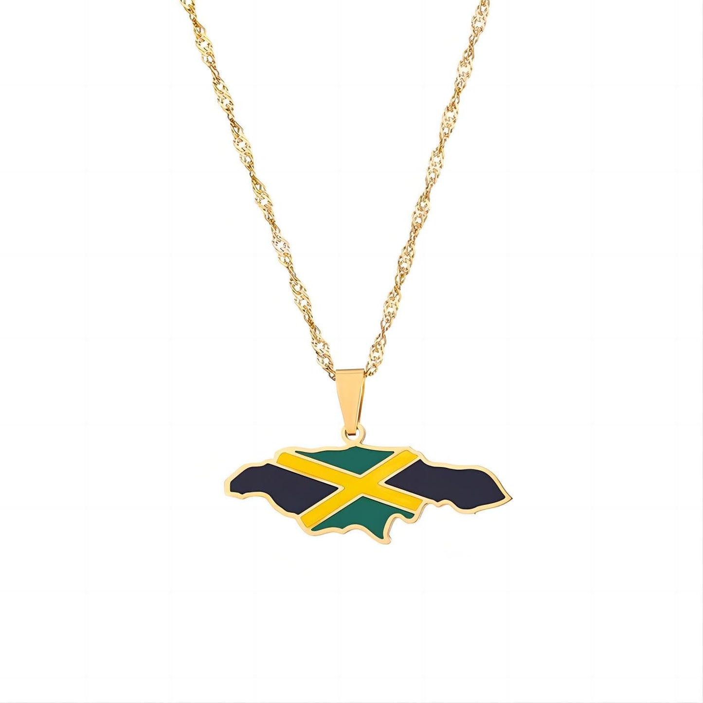 JUHIOPOI Jamaica Necklace Jamaican Map Pendant Necklaces Mexican Jewelry Stainless Steel For Men Women (Jamaica Gold) JUHIOPOI