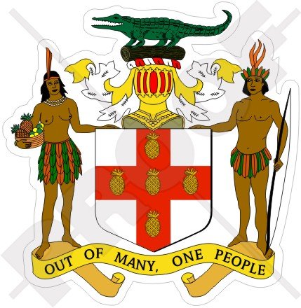 JAMAICA Jamaican Coat of Arms Badge Crest 93mm (3.6") Vinyl Bumper Sticker, Decal StickersWorld