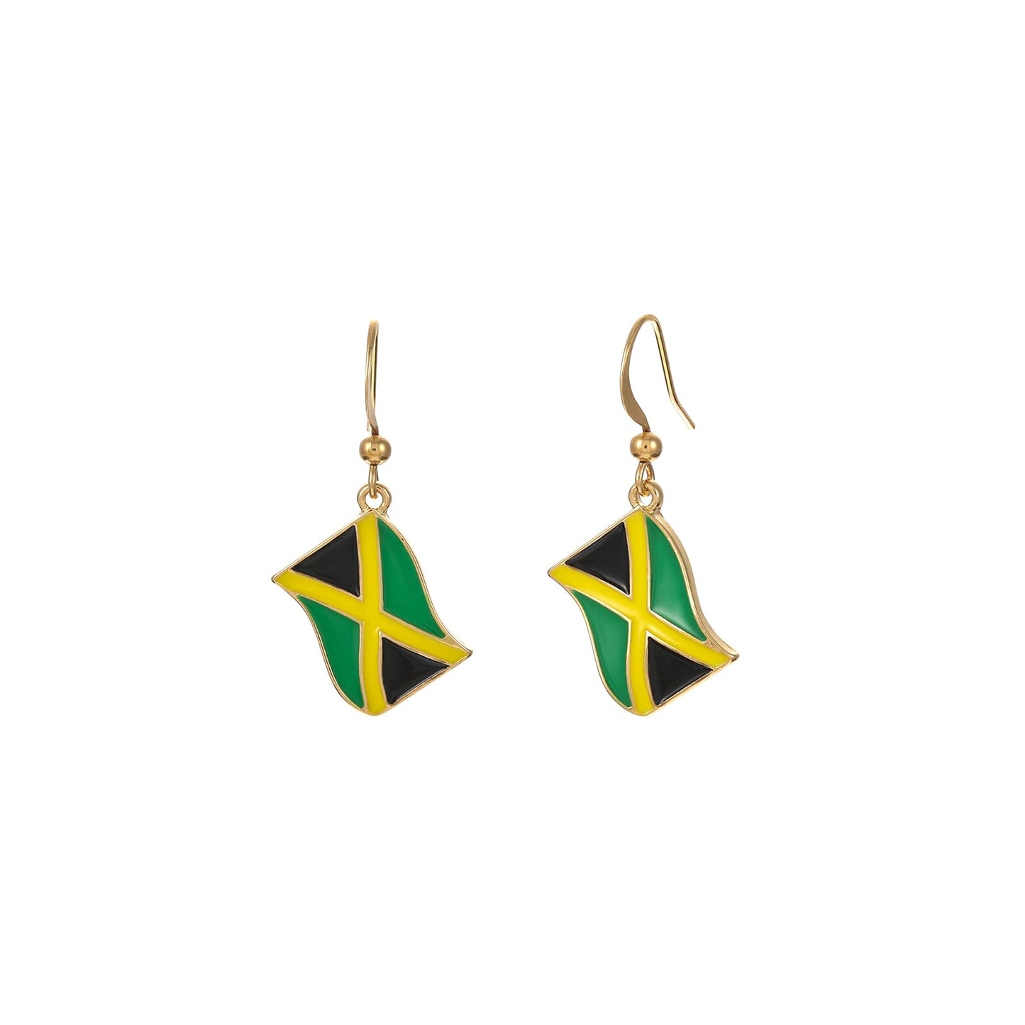 Madison Tyler Dangle Earrings for Women | Jamaica Flag Earrings for Women Girls | Flag Dangling Fish Hook Patriotic Earrings for Olympic Games Madison Tyler