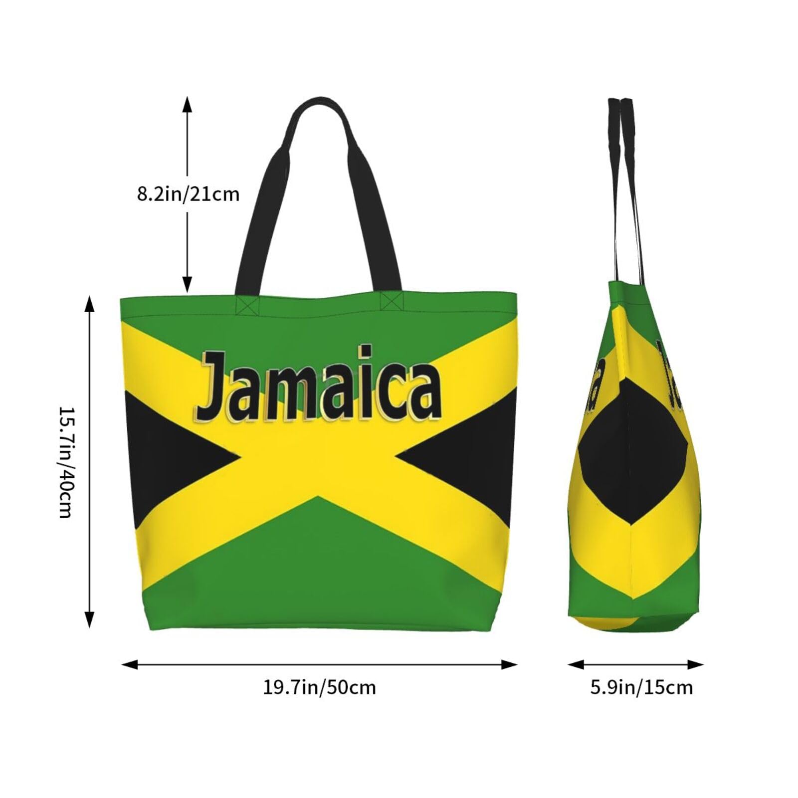 ROSIHODE Cute Jamaica Flag Women Tote Bag Large Shoulder Bags Casual Handbags Reusable Jamaican Shopping Grocery Bag ROSIHODE