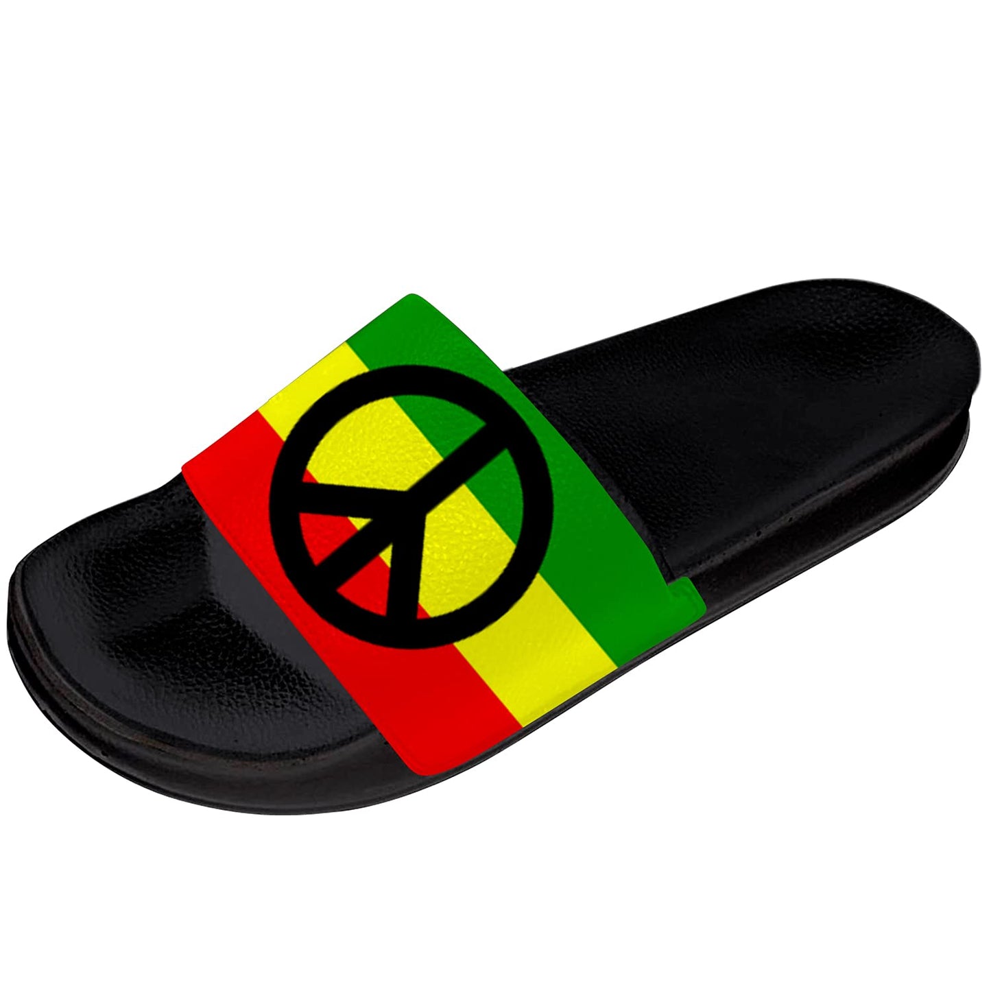 ursant Women's Men's Rasta Reggae Peace Sign Sandals Non-Slip Casual Slides Beach Pool Slippers Gifts for Girl Boy,US Size 12 Women/10 Men, Green Yellow Red B ursant