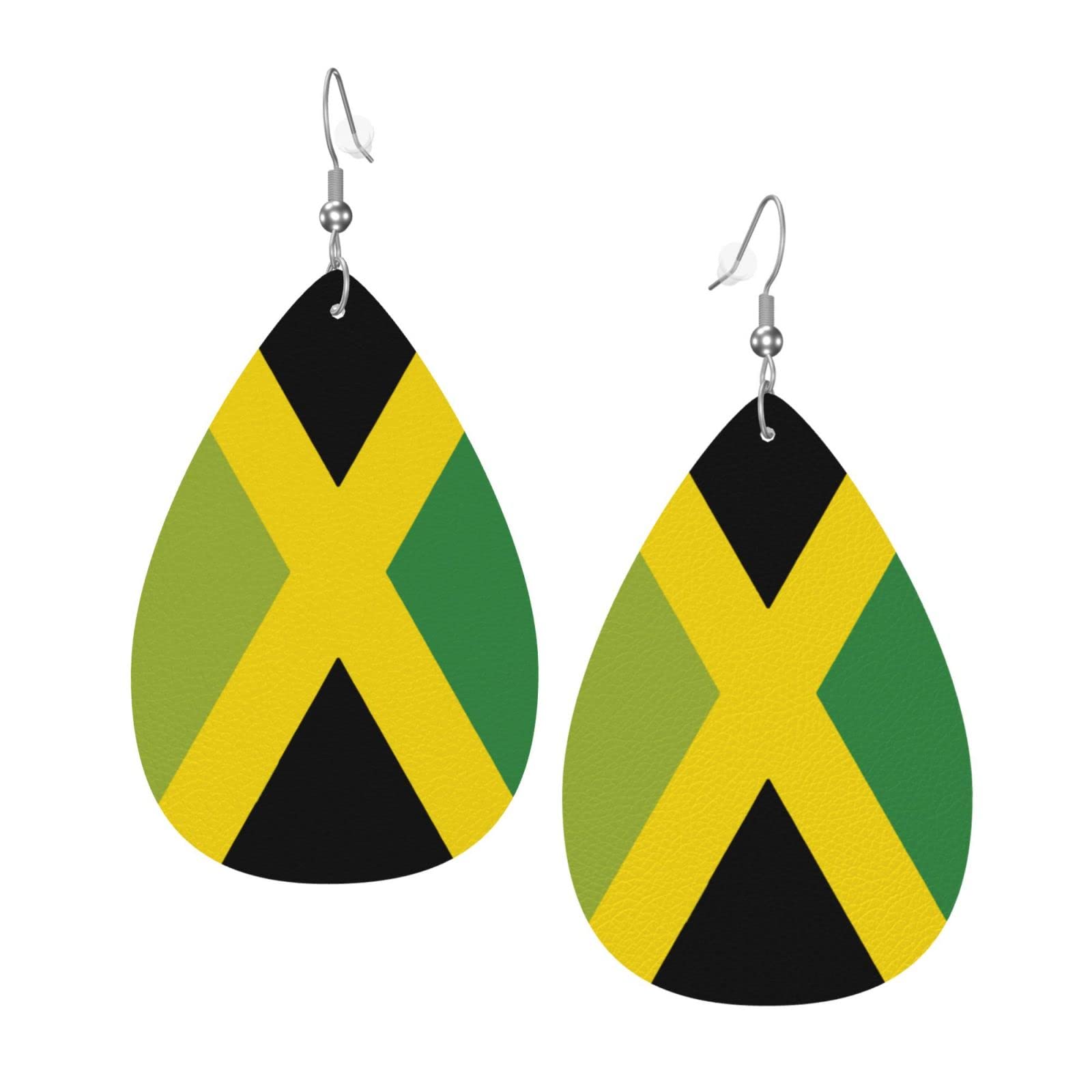 Jamaica Flag Faux Leather Earrings For Women Lightweight Teardrop Dangle Earrings Gift DUIYWFH