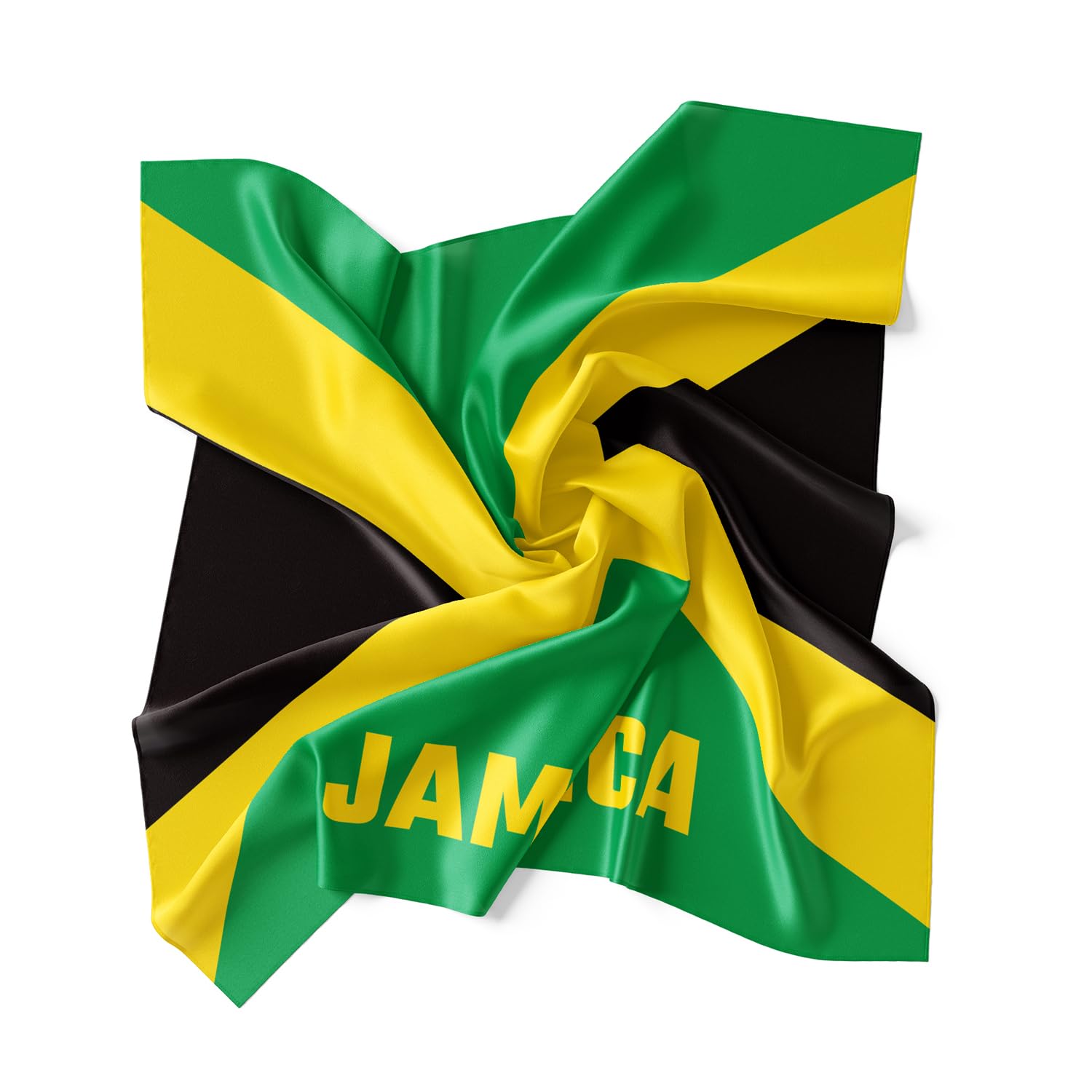 Dsiflylife Jamaican Flag Silk Scarfs Women's Fashion Square Silk Scarf for Hair, Square Silk Hair Wrap for Women Hand Rolling Edge Dsiflylife