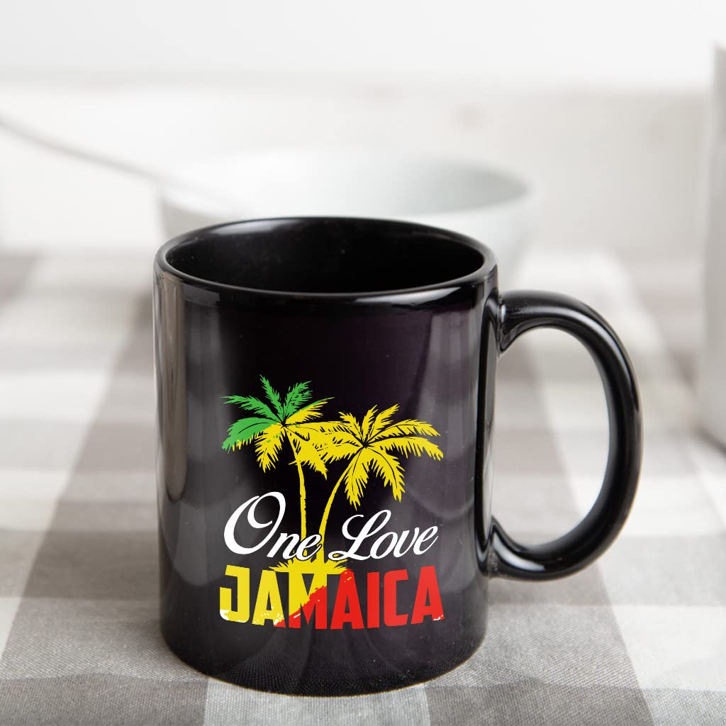 LINDENPAL One Love Jamaica Jamaican Flag 11 Oz Novelty Mug Cup, Gift Idea For Men, Women, Boy, Girl, Coffee Mug For Birthday, Christmas LINDENPAL