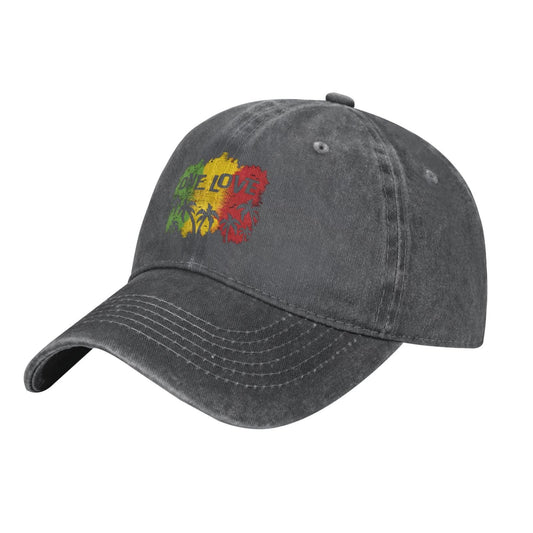 VTHXLOI One Love Jamaican Rasta Reggae Denim Hat Baseball Cap Adjustable Caps Dad Hat Deep Heather VTHXLOI