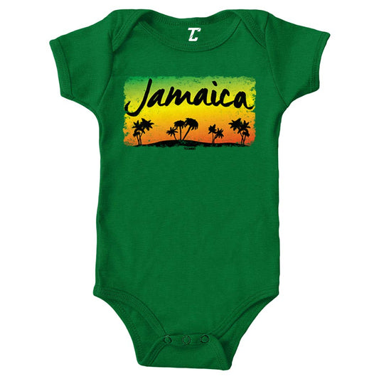 Jamaica Sunset - Jamaican Palm Trees Bodysuit (Kelly, 6 Months) Tcombo