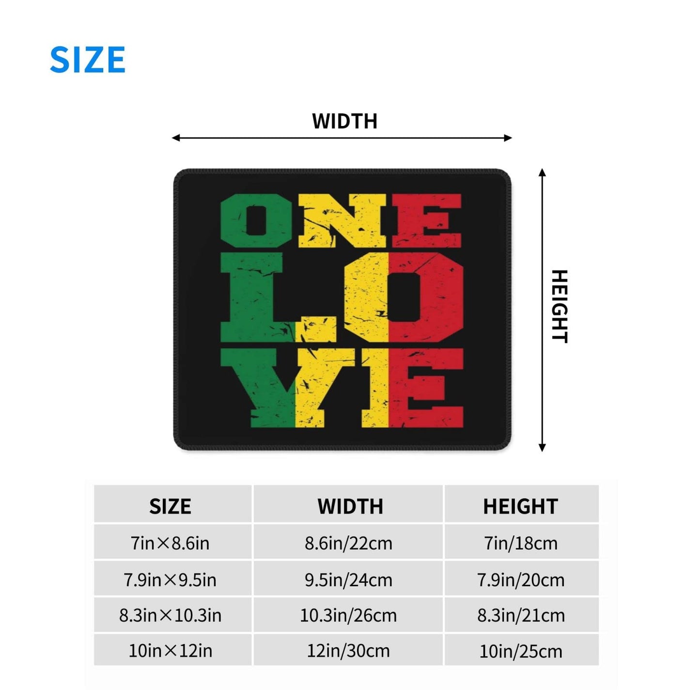 Reggae Music Rasta One Love Mouse Pad, Computer Decoration for Gamers, Suitable for Gaming, Work, Office, Rubber Non-Slip Mouse Pad Burloe