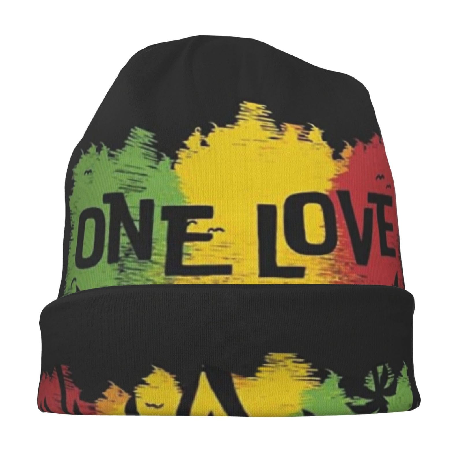 Suyxkop One Love Music Reggae Rasta Jamaican Beanie hat Knit hat Skull Cap Slouchy Warm Headwear for Jogging Cycling Adult Women Men Suyxkop