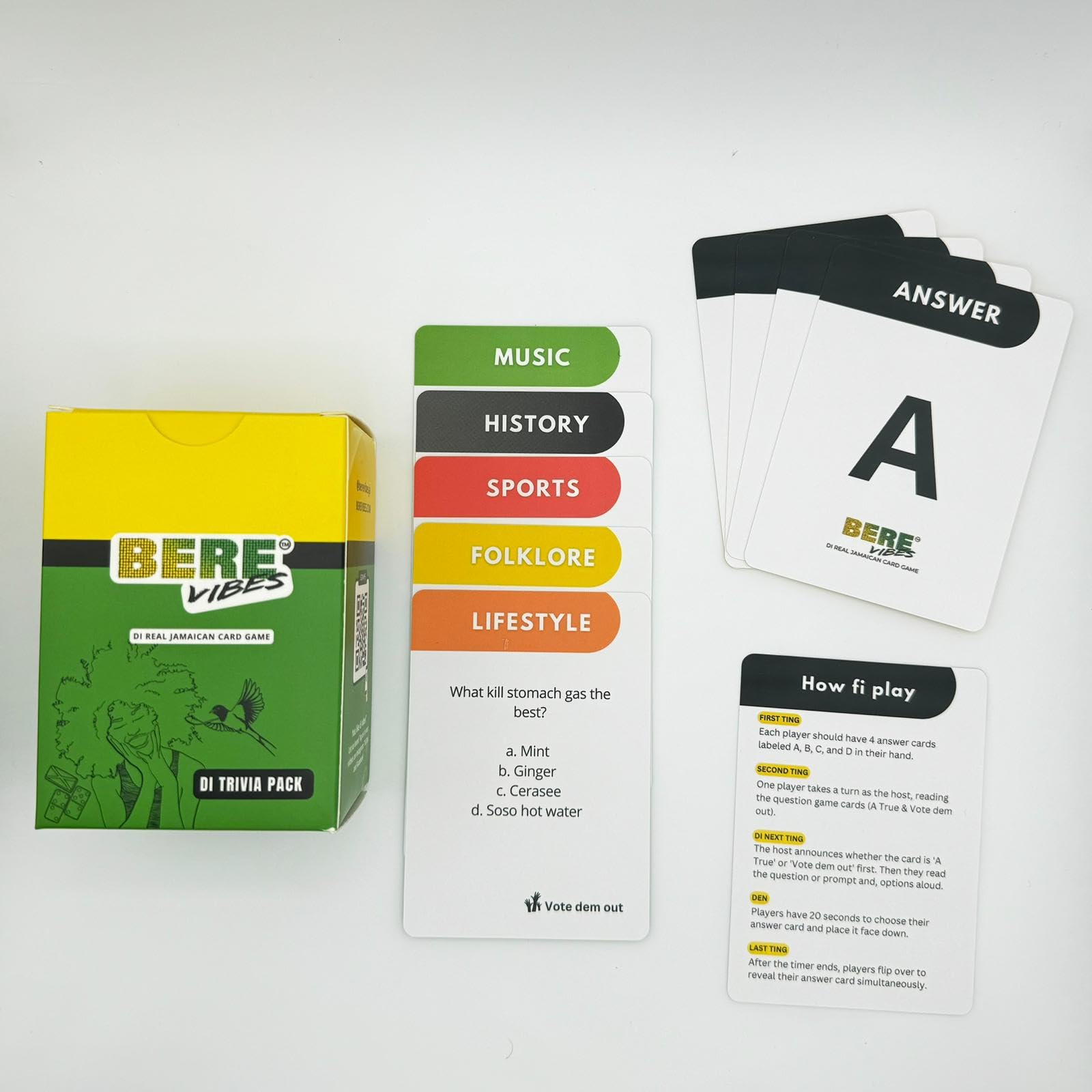 Bere Vibes Di Real Jamaican Card Game Di Trivia Pack, Exciting Friends Trivia Game Night, Adult Trivia Games for Parties, Engaging Trivia Card for Fun Party Game Jamaican Culture Bere Vibes Di Real Jamaican Card Game