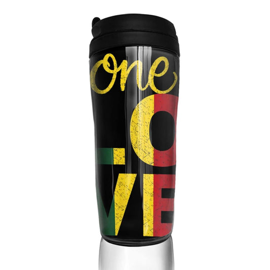 One Love Jamaican Rasta Reggae Water Bottle Drinking Water Bottle Coffee Cup Double Wall Leakproof BPA Free Tumbler with Lid, Water Jug for Sports Gym School Travel Outdoor Niqqzit