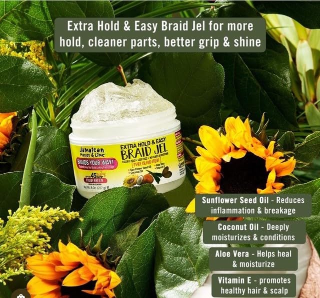 Jamaican Mango & Lime 8 OZ JML EXTRA HOLD & EASY BRAID GEL Jamaican Mango & Lime